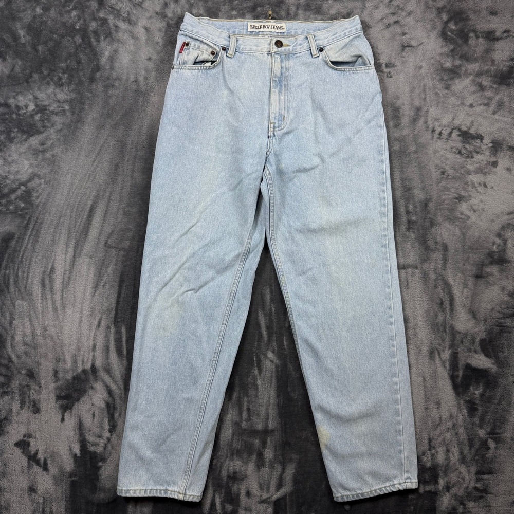 Bugle Boy Jeans Mens 32x30 Light Wash Blue Straight Leg Vintage Cotton Denim